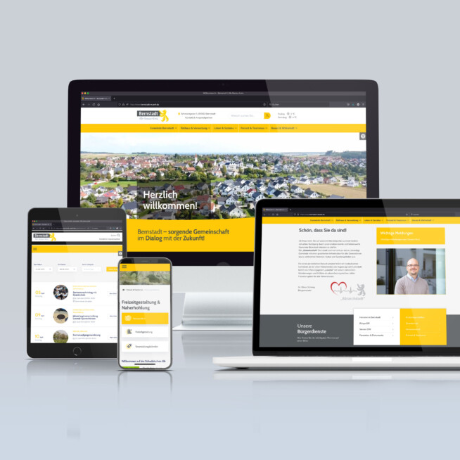 Gemeinde Bernstadt Homepage auf verschiedenen Devices